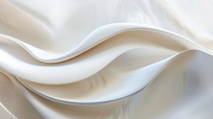 Obraz premium Abstract composition featuring flowing white wave surfaces on a clear background, evoking a sense of tranquility and elegance.