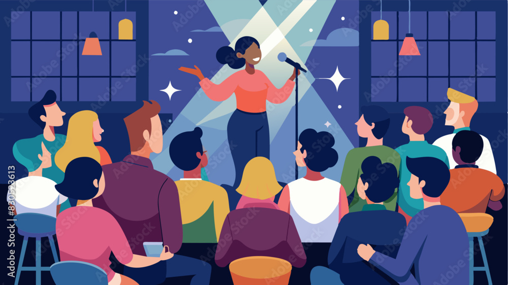Poster the small but passionate audience at the open mic night cheered on their neighbors creating a suppor