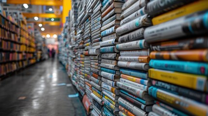 newspapers stacks on blur background