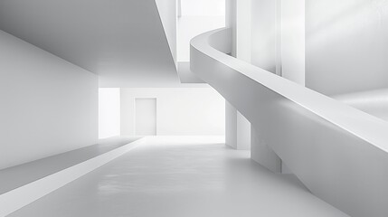 Obraz premium Abstract architectural composition with smooth white surfaces and ample empty space, highlighting modern design
