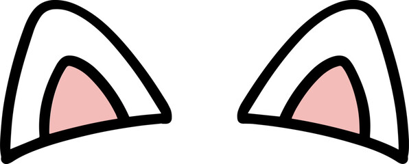 Cat ears illustration icon, cat, ears, cartoon, cute, illustration, color, icon, line,