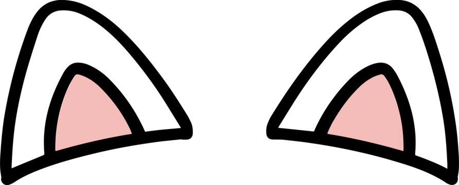 Cat ears illustration icon, cat, ears, cartoon, cute, illustration, color, icon, line,