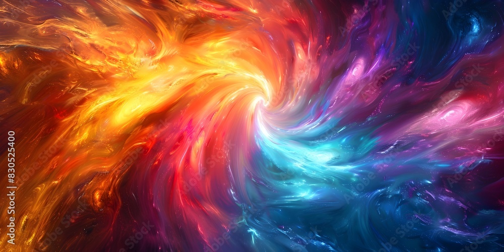 Poster vibrant explosion of colorful vortex energy with swirling multicolor waves creating an abstract and 