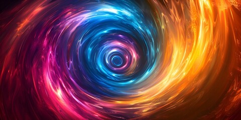 Fototapeta premium Vibrant Spiral Expanding Energy Rings Simulating Multiverse in Bright Colorful Hues with Copy Space