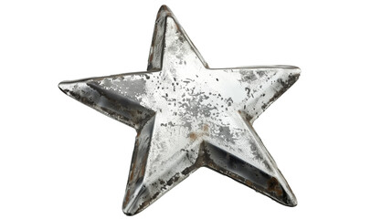 Obraz premium silver star isolated on transparent background, star cut out 