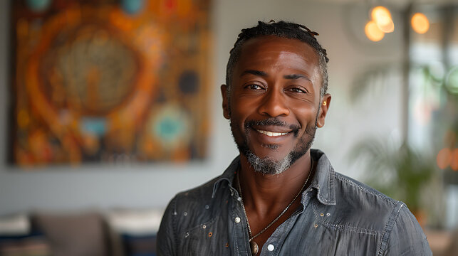 compassionate empathetic Male African American therapist providing mental health support healing individual family warmth understanding creates safe nurturing space client explore their emotion overco