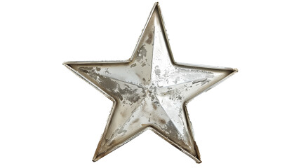 Obraz premium silver star isolated on transparent background, star cut out 