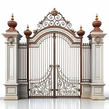 recommend clip art: Decorative wrought-iron fence with gate