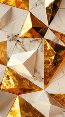 Elegant minimalist geometric shapes in gold and white for a luxurious and sophisticated wallpaper background.