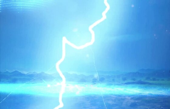 luxury Set of lightning strikes on the green screen 3D animation motion