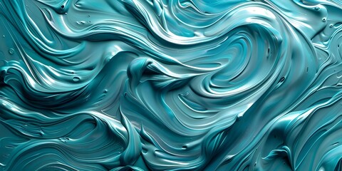 Shimmering turquoise swirls of acrylic paint on a glossy reflective surface. Concept Art, Turquoise, Acrylic, Paint, Reflective Surface