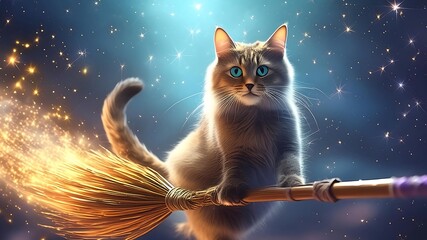 The Cat on the Flying Broomstick