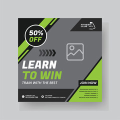Gym and Fitness Social Media Post Template Design.