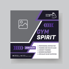 Gym and Fitness Social Media Post Template Design.