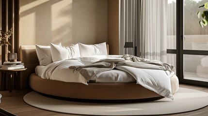 European style bedroom interior with round bed