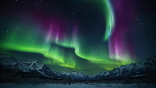 Stars and the Aurora: A Beautiful and Spectacular Natural Phenomenon in 4K Footage