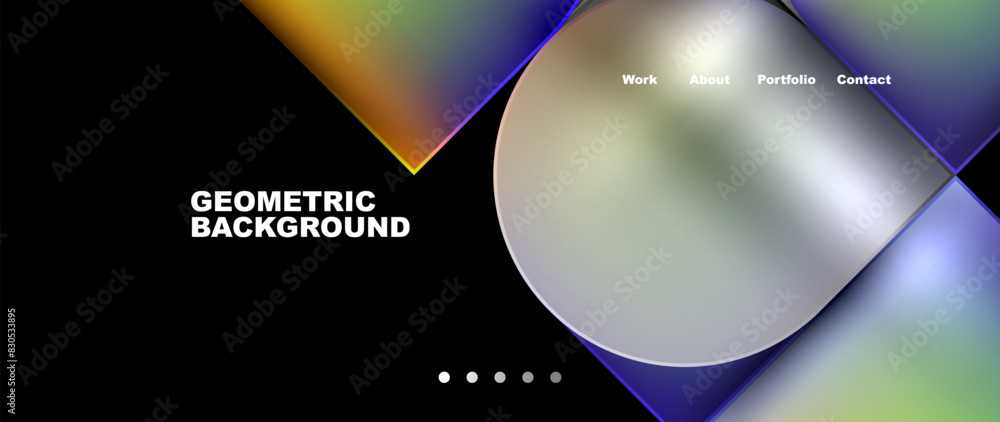 Poster bright colorful squares with round elements minimal geometric background. vector illustration for wa