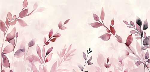 Minimalist botanical watercolor designs in soft pinks for a delicate and calming wallpaper design ideal for bedrooms.