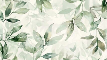 Minimalist botanical watercolor illustrations in muted greens for a calming and natural wallpaper background for bedrooms.