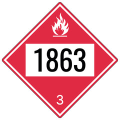 Hazardous material sign class 3 hazardous substance, flammable and combustible liquids - 1863