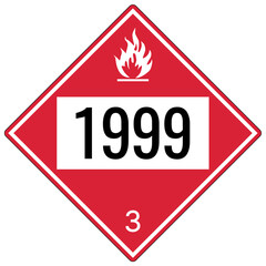 Hazardous material sign class 3 hazardous substance, flammable and combustible liquids - 1999