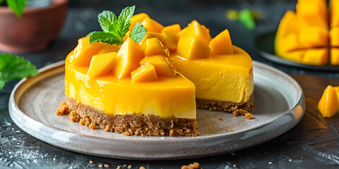 Delicious Glazed Mango No-Bake Cheesecake