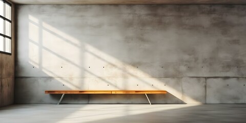Designing a Minimalist Room with Concrete Walls, Grey Floor, Soft Light, and Skylight Window. Concept Minimalist Design, Concrete Walls, Grey Floor, Soft Lighting, Skylight Window