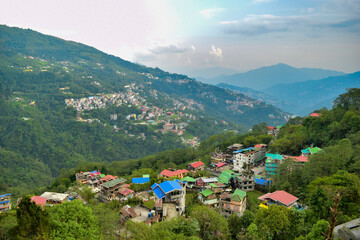 Beautiful hill view of Sikkim, India