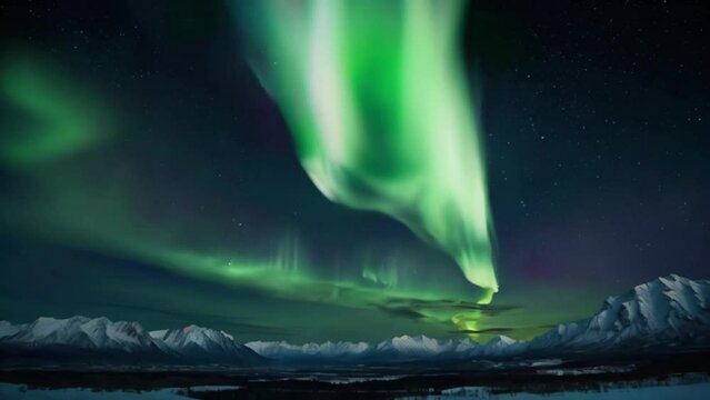 Stars Appear Alongside the Brilliant Display of the Aurora: A Stunning and Spectacular Natural Phenomenon Captured in 4K Footage