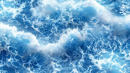 Fototapeta premium A large body of blue water dotted with white waves and capped with frothy foam