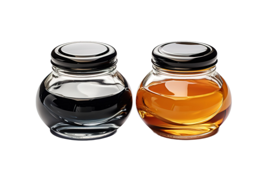Liquid Alchemy: A Pair of Enigmatic Vessels on White or PNG Transparent Background.