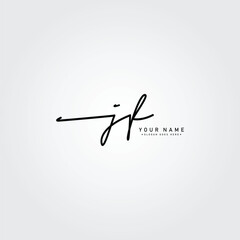 JF Simple Signature Logo - Handwritten Vector Template for J and F Logo