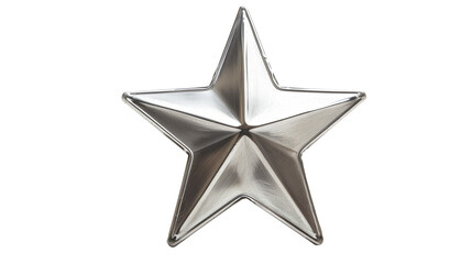 Obraz premium chrome silver metal star isolated on transparent background, star cut out 