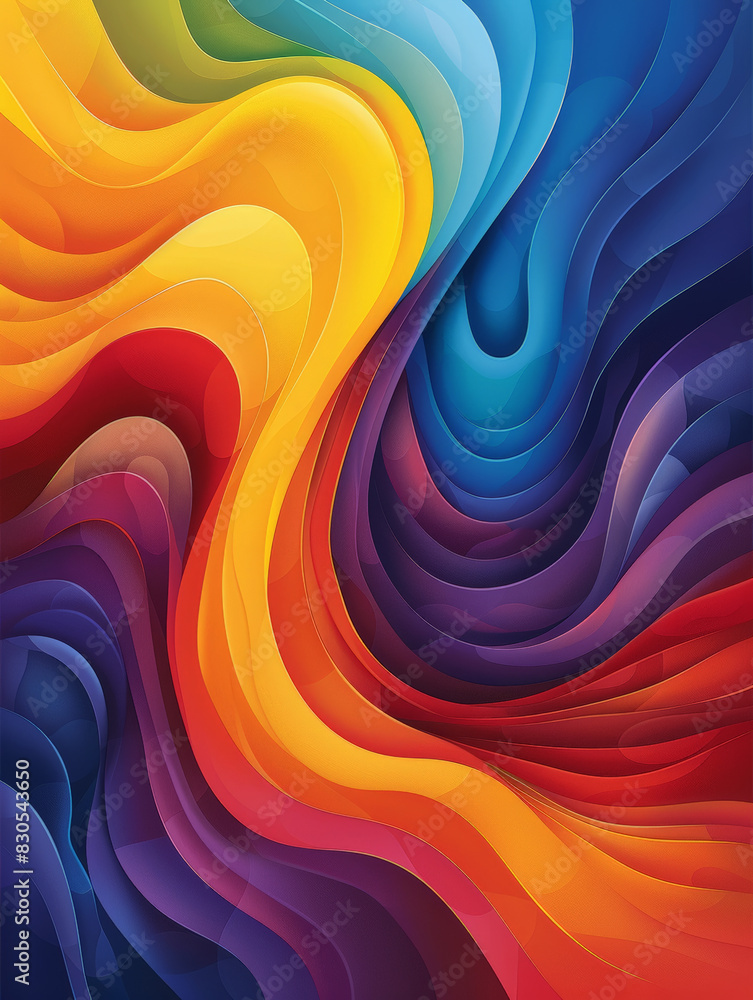Poster abstract swirling waves in a vibrant color palette create a dynamic background design