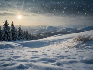 snow covered mountains
