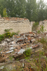 The ruins of building in old soviet army base in Latvia, Europe. Collapsed house.