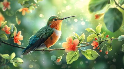 Naklejka premium A striking hummingbird hovering