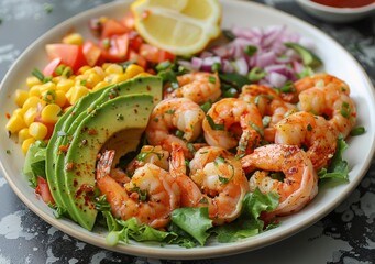 Fresh Seafood Salad with Avocado and Lemon Juice Generative AI