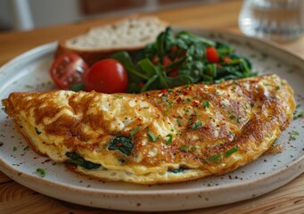 Delicious Breakfast Setup with Omelette and Bread Generative AI