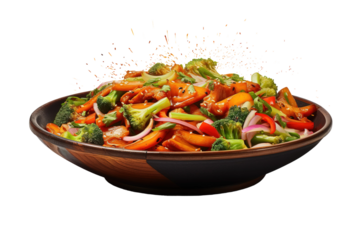 A Burst of Color: Vibrant Stir-Fry Delight on White or PNG Transparent Background.