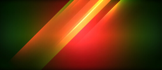 Neon dynamic diagonal light rays background. Techno digital geometric concept design for wallpaper, banner, presentation, background