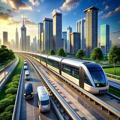 a futuristic public transit system