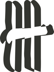 Outline font, black letter H