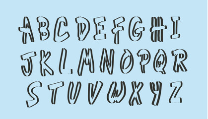 Outline alphabet letters collection, grunge font