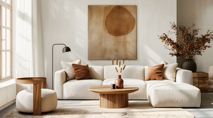Scandinavian home interior design of modern living room.