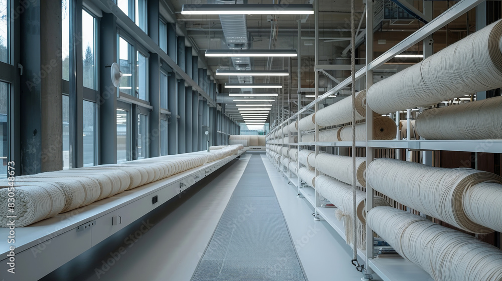 Aufkleber thread factory made from natural fibers. generative ai.