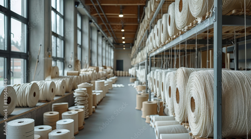 Aufkleber thread factory made from natural fibers. generative ai.