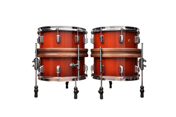 The Crimson Beat: A Dueting Drum Duo on White or PNG Transparent Background.