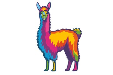 Obraz premium Llama logo flat design top view white background pixelated 3D render Analogous Color Scheme