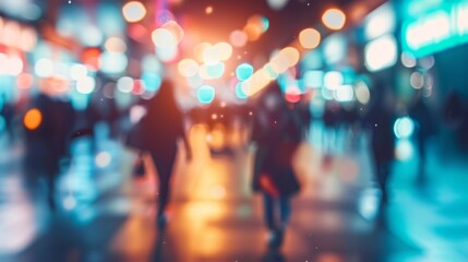 Blurry City Street at Night with Bokeh Lights, Generative AI